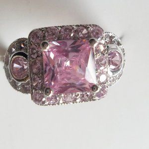 Pink Sapphire engagement ring, keepsake gift, 925 silver ring, size 7.5 US